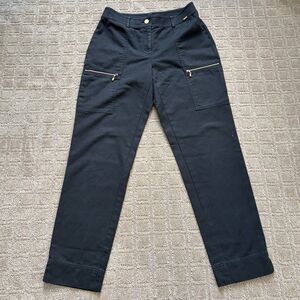 St John Cargo Pants Womens 2 Black Zipper Front Modern Yellow Label Designer